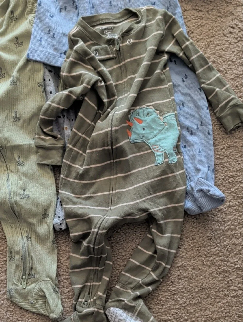 Assorted Baby Boy Pieces Green Striped Dino Pocket One-Piece Bodysuit for Kids